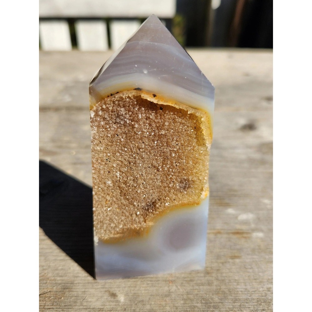 Druzy Agate Tower, Crystal Point Decor , Peace, Love Intuition, stress-relief